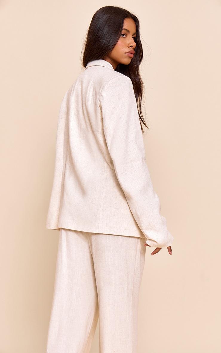 Pretty Little Thing Petite Neutral Linen Oversized Pocket Blazer