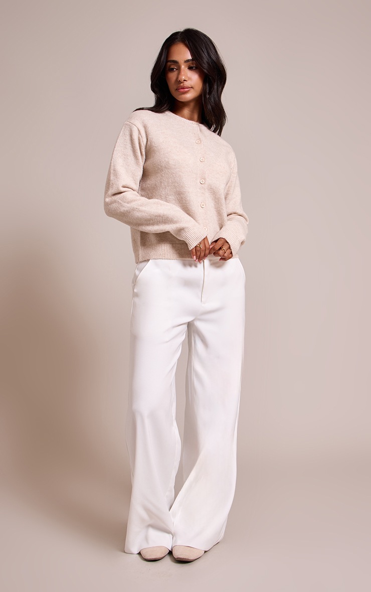 Pretty Little Thing Petite Oatmeal Knit Button Through Cardigan