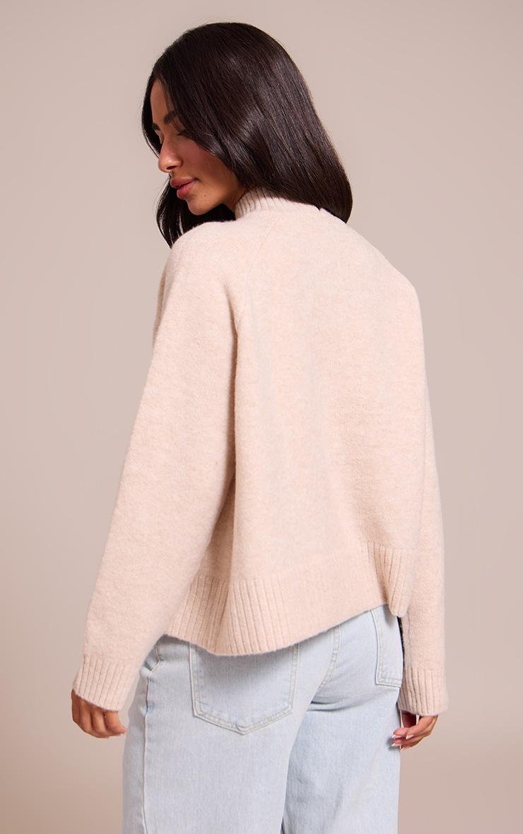 Pretty Little Thing Petite Oatmeal Knit Turtleneck Sweater