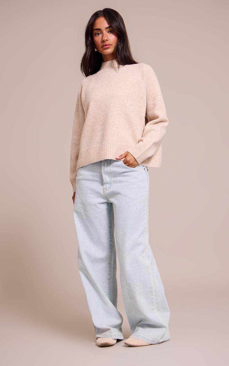 Pretty Little Thing Petite Oatmeal Knit Turtleneck Sweater