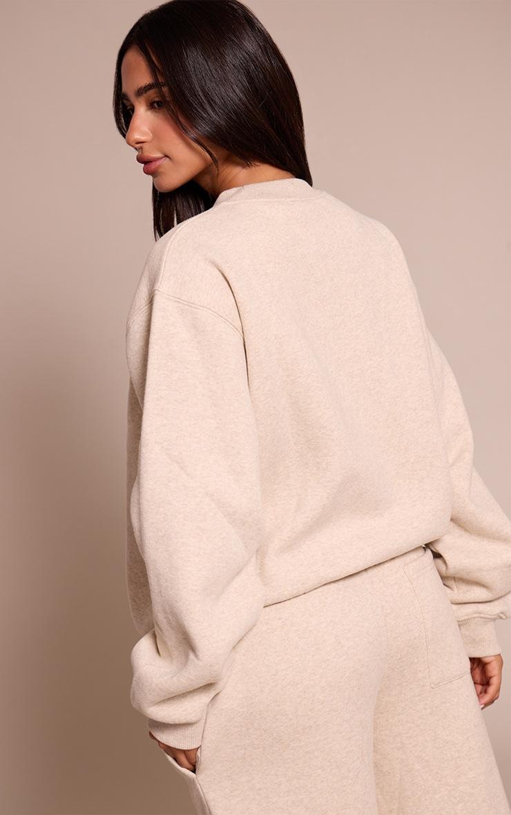 Pretty Little Thing Petite Oatmeal Oversized Crew Sweatshirt