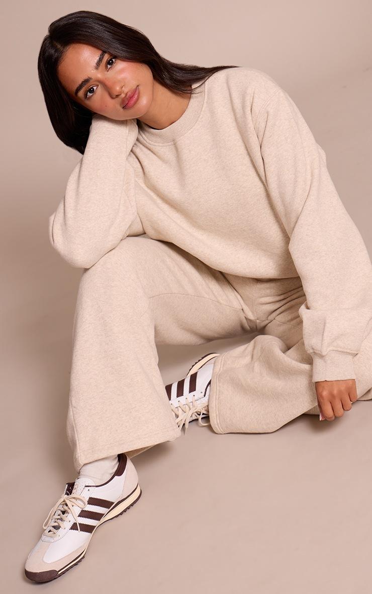 Pretty Little Thing Petite Oatmeal Oversized Crew Sweatshirt