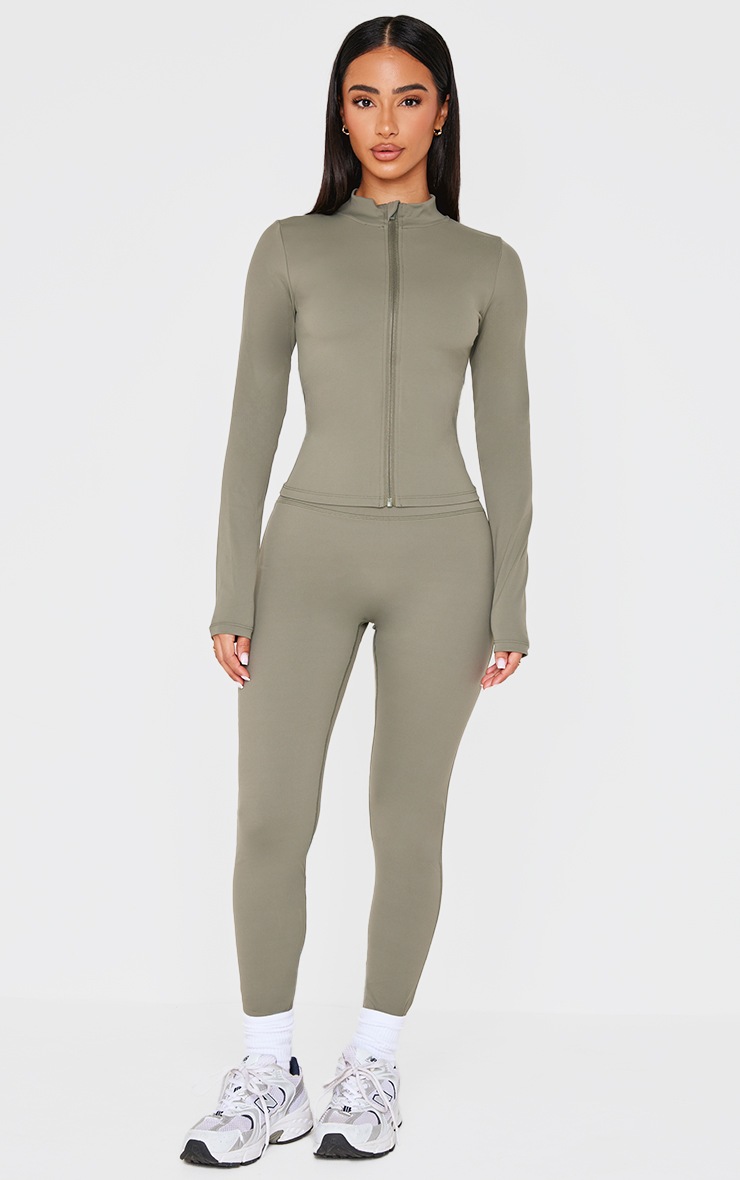 Pretty Little Thing Petite Olive Sculpt High Waist Gym Leggings