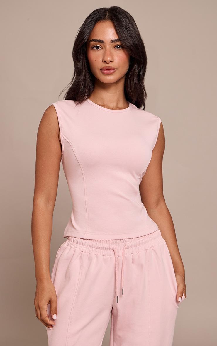 Pretty Little Thing Petite Pink Interlock Cinched Waist Top