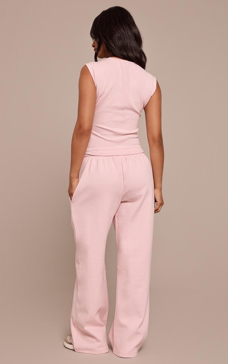 Pretty Little Thing Petite Pink Interlock Wide Leg Sweatpants