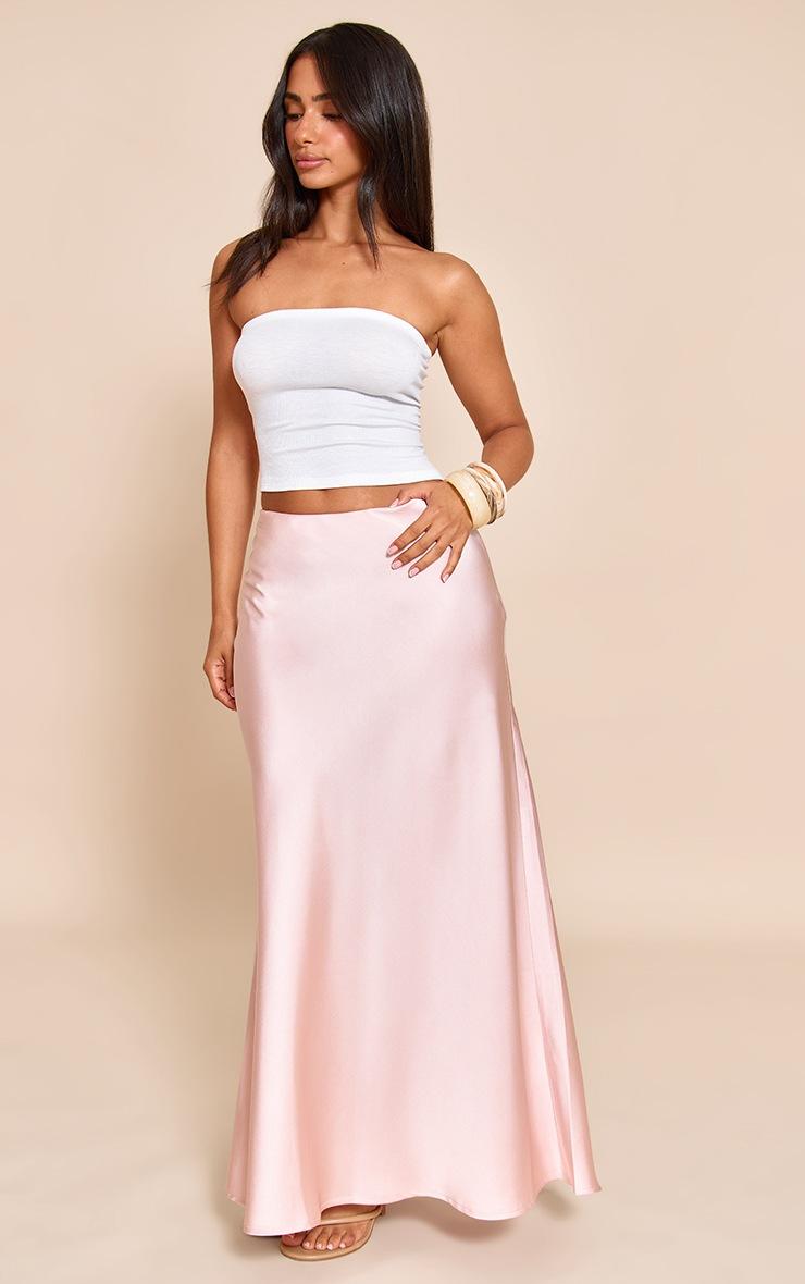 Pretty Little Thing Petite Pink Satin Flowy Maxi Skirt