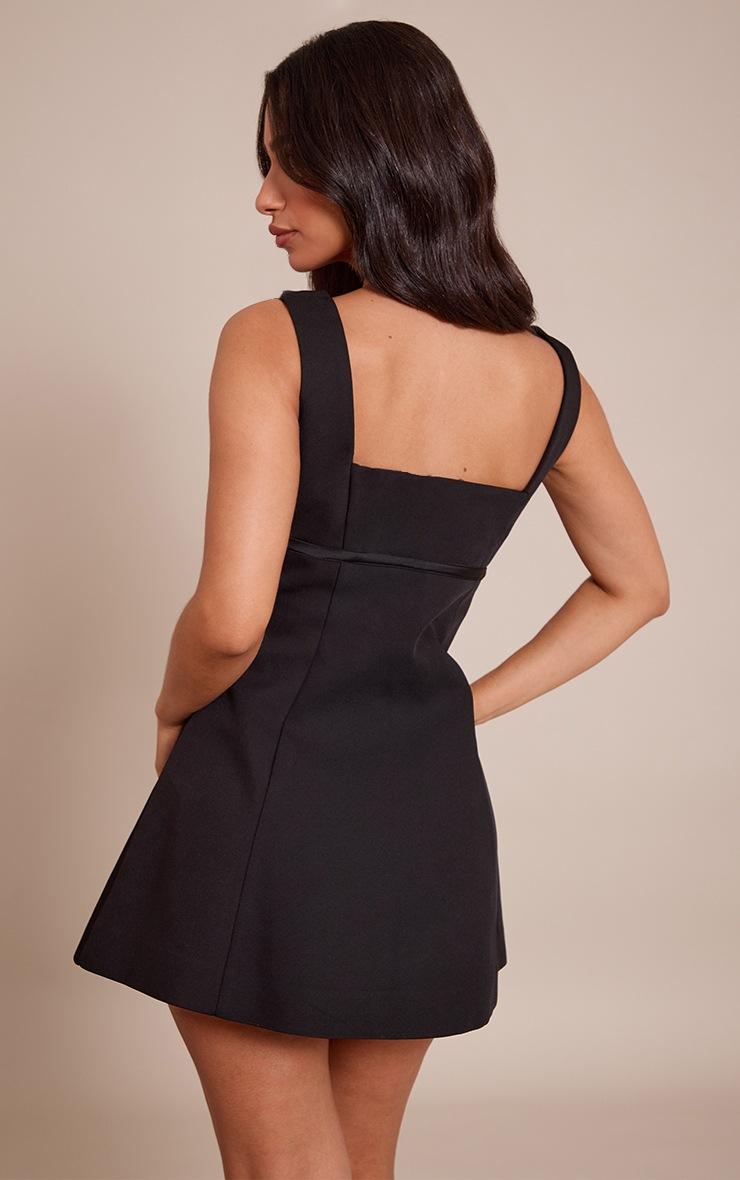 Pretty Little Thing Petite Premium Black Woven Belt Detail Shift Dress