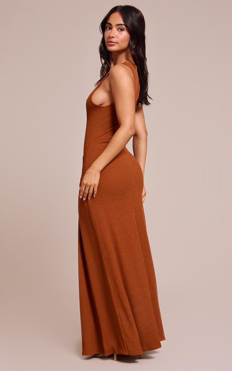 Pretty Little Thing Petite Rust Tie Front Sheer Maxi Dress