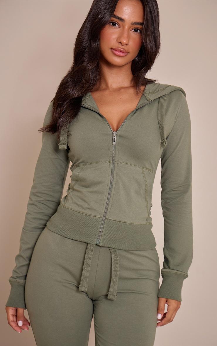 Pretty Little Thing Petite Sea Green Zip Up Fitted Track Top