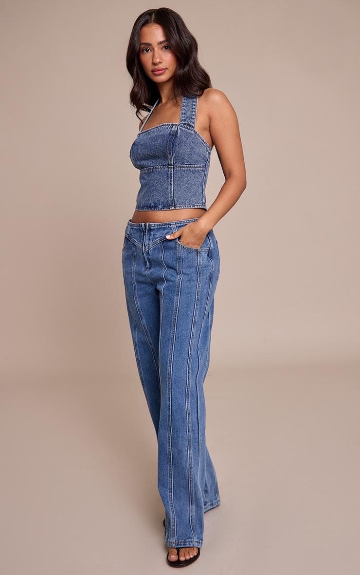 Pretty Little Thing Petite Seam Detail Zip Up Jeans