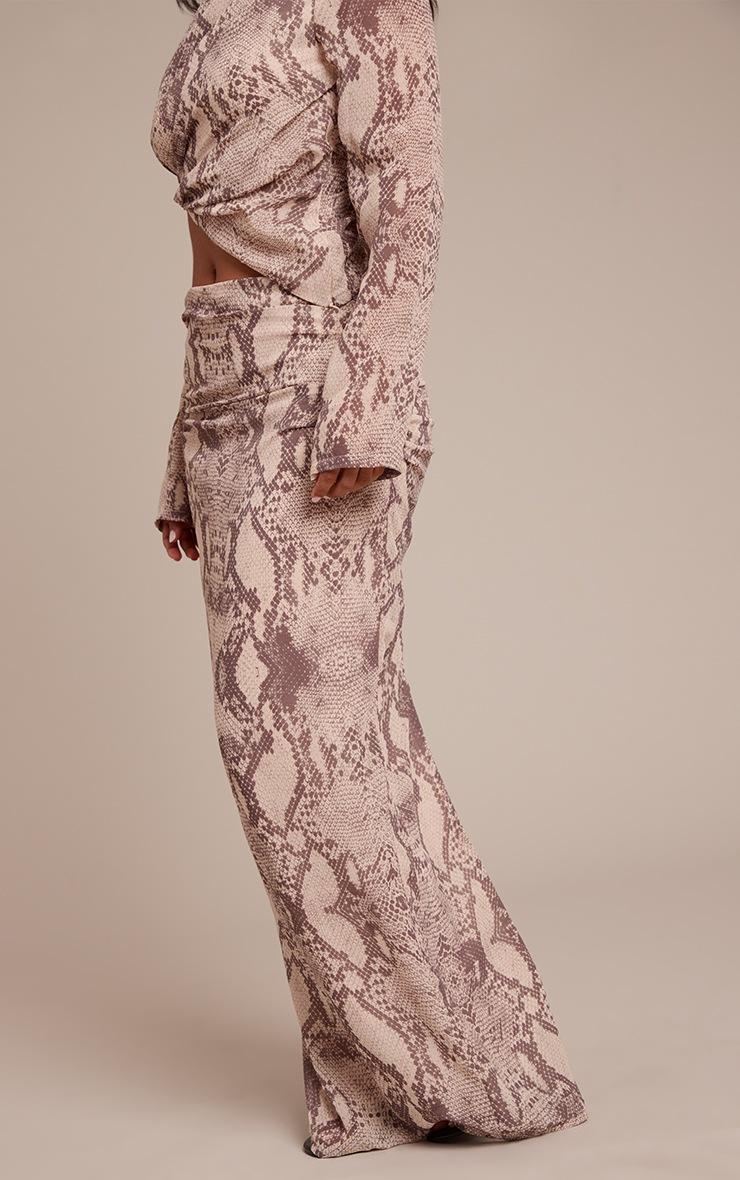 Pretty Little Thing Petite Snake Print Ruched Maxi Skirt