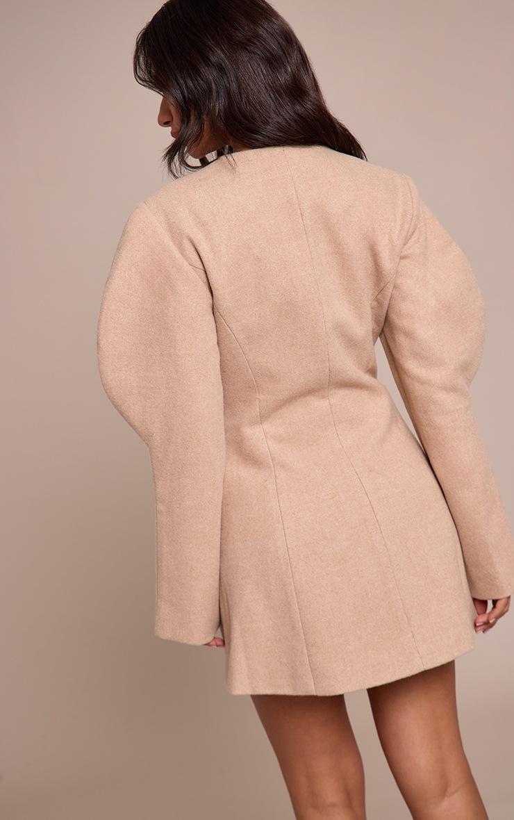 Pretty Little Thing Petite Stone Cocoon Sleeve Collarless Dress