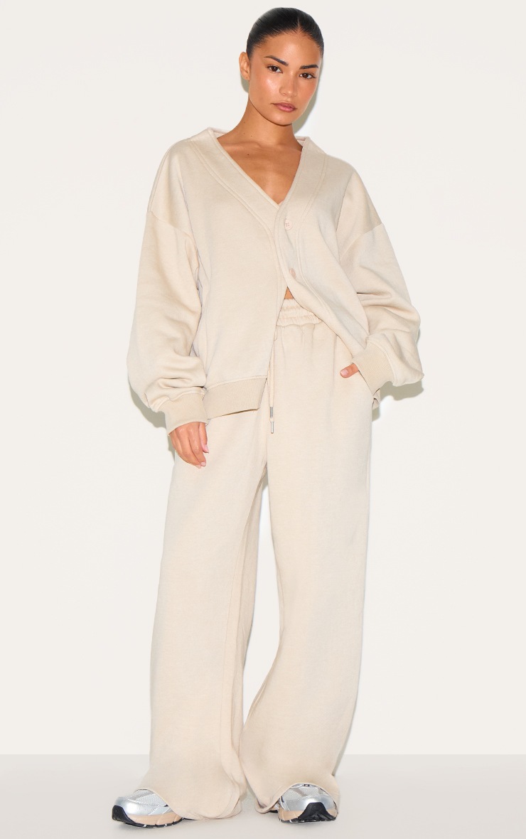 Pretty Little Thing Petite Stone Draw String Wide Sweatpants