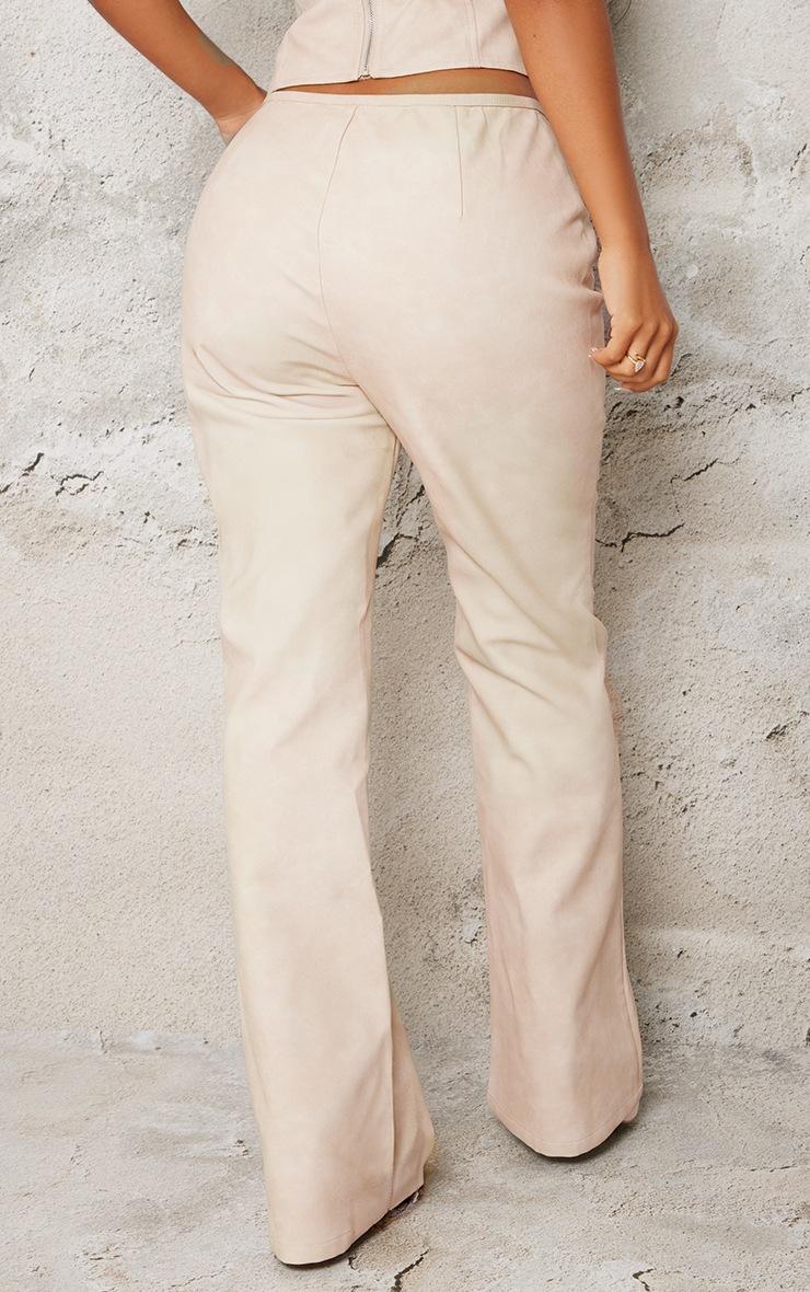 Pretty Little Thing Petite Stone Faux Leather Zip Front Flared Pants