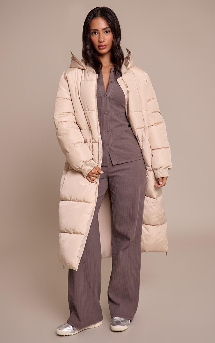 Pretty Little Thing Petite Stone Longline Puffer Coat