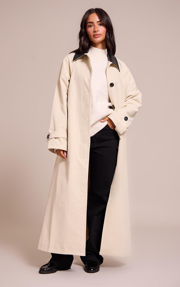 Pretty Little Thing Petite Stone Quilted Collar Midaxi Coat