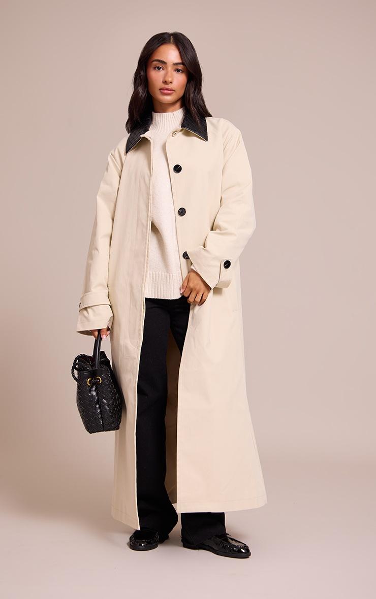 Pretty Little Thing Petite Stone Quilted Collar Midaxi Coat