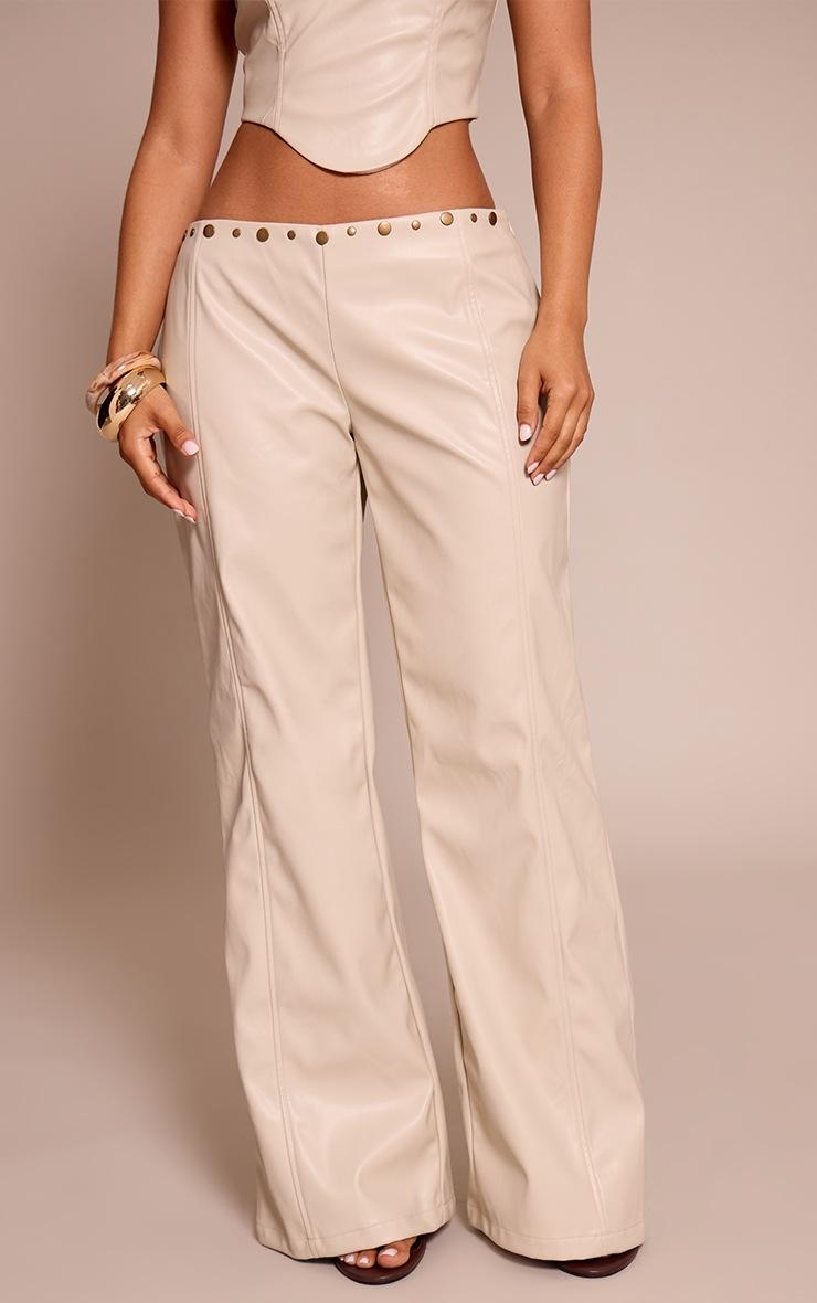 Pretty Little Thing Petite Stone Stud Detail Wide Leg Pant