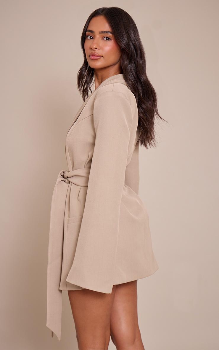 Pretty Little Thing Petite Stone Tailored Tie Waist Blazer Dress
