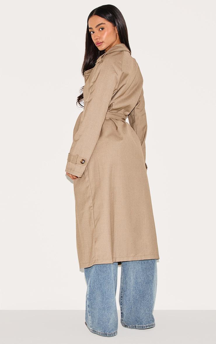 Pretty Little Thing Petite Stone Tie Waist Trench Coat