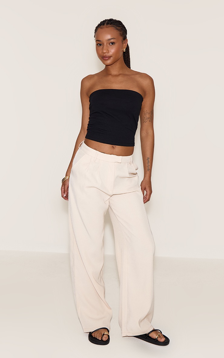 Pretty Little Thing Petite Stone Wide Leg Tailored Pants