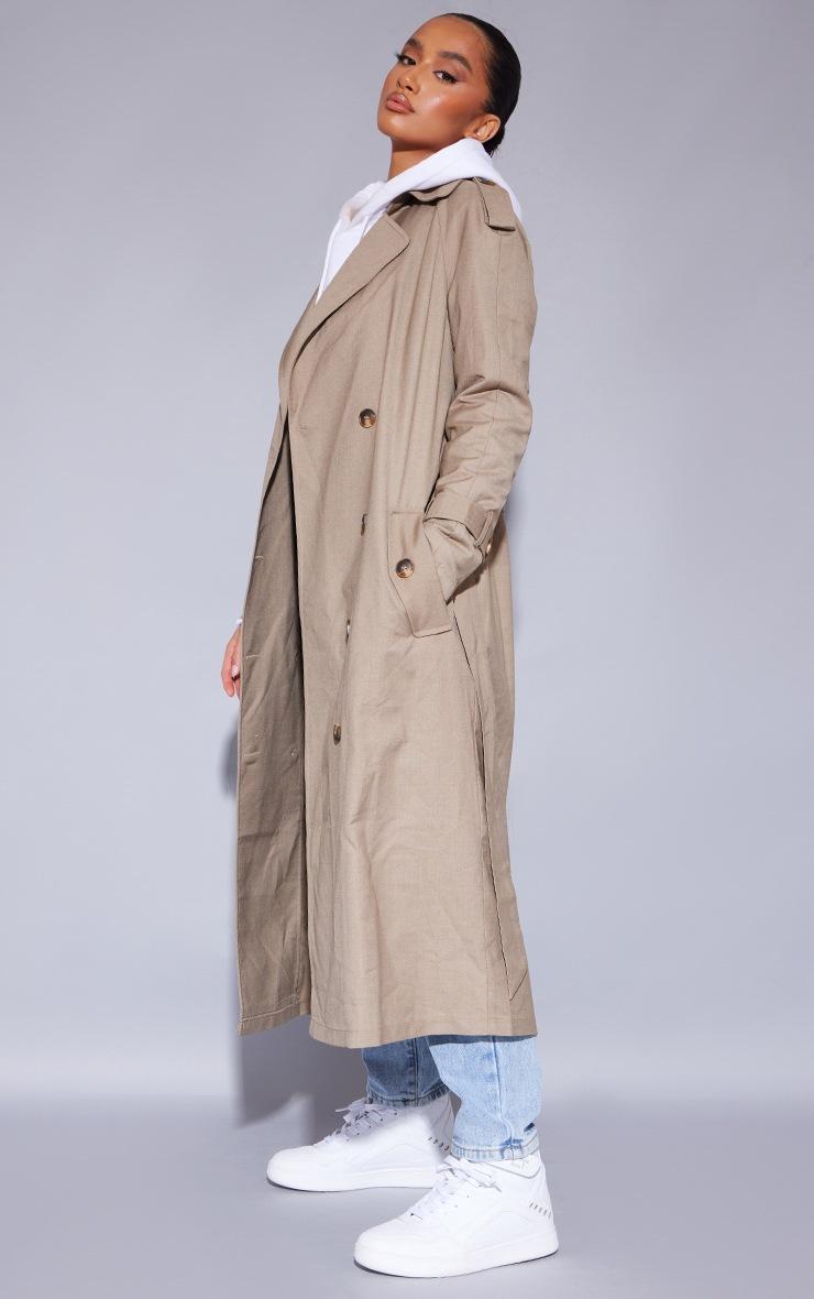 Pretty Little Thing Petite Stone Woven Oversized Trench Coat