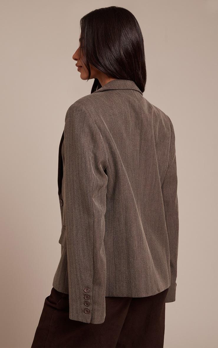 Pretty Little Thing Petite Taupe Boyfriend Premium Blazer