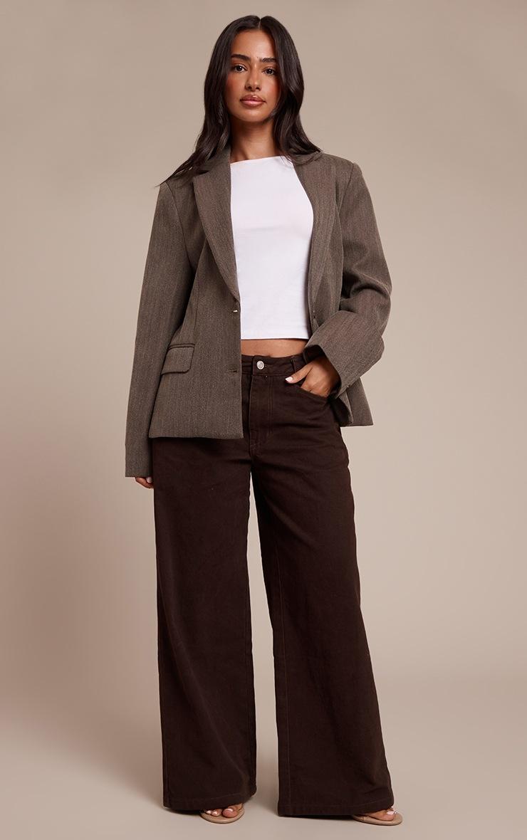Pretty Little Thing Petite Taupe Boyfriend Premium Blazer
