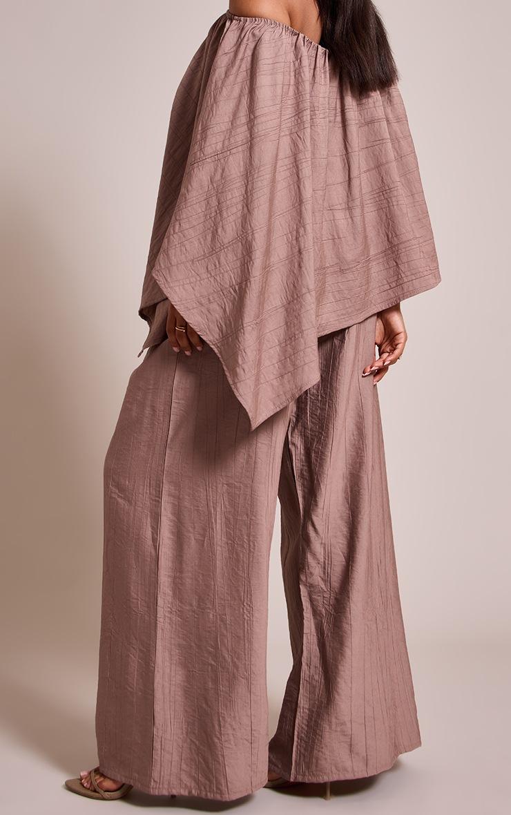 Pretty Little Thing Petite Taupe Crinkle Elasticated Waist Pants