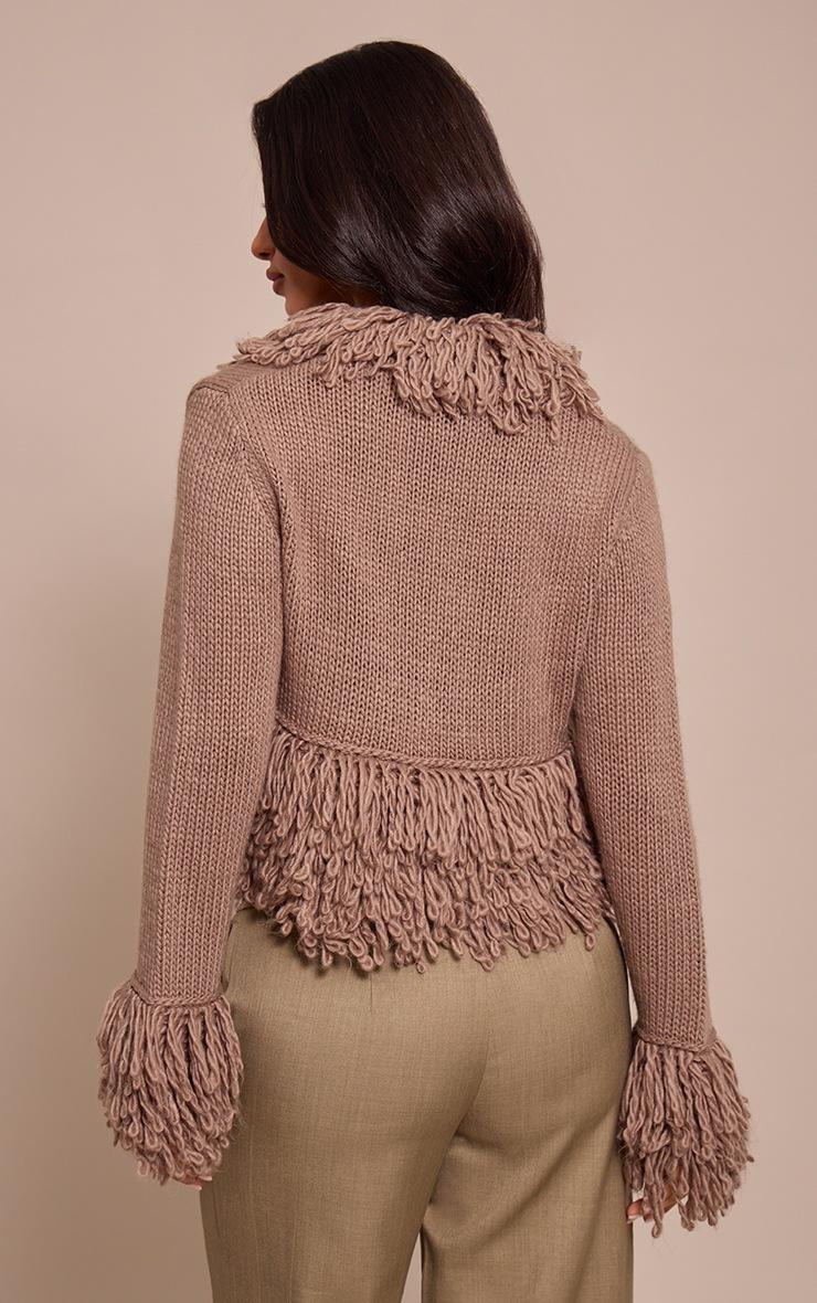 Pretty Little Thing Petite Taupe Loop Knit Edge Cardigan