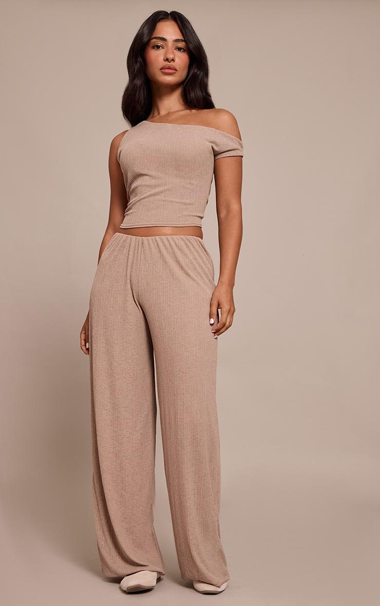 Pretty Little Thing Petite Taupe Sheer Textured Flowy Vest Top