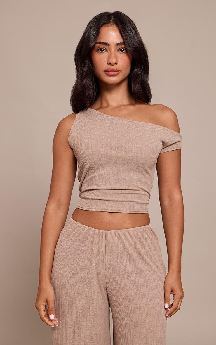 Pretty Little Thing Petite Taupe Sheer Textured Flowy Vest Top
