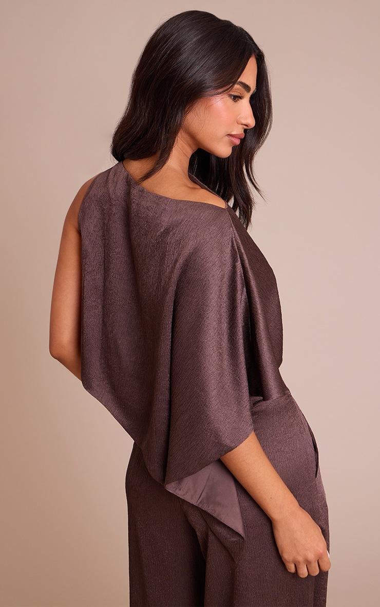 Pretty Little Thing Petite Taupe Textured Satin Cape Top