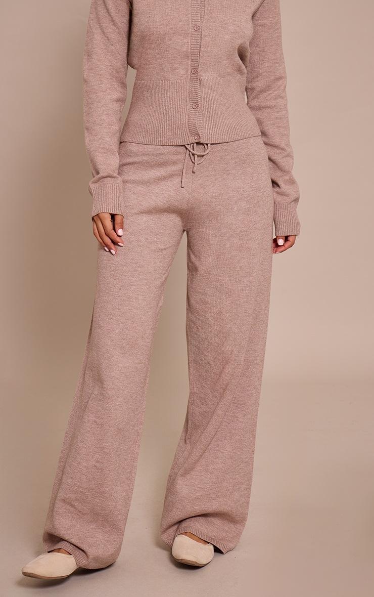 Pretty Little Thing Petite Taupe Wide Leg Knitted Pants