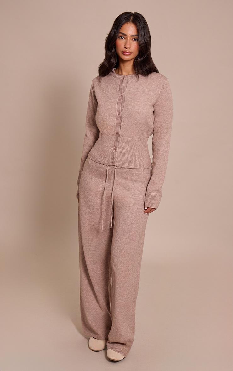 Pretty Little Thing Petite Taupe Wide Leg Knitted Pants