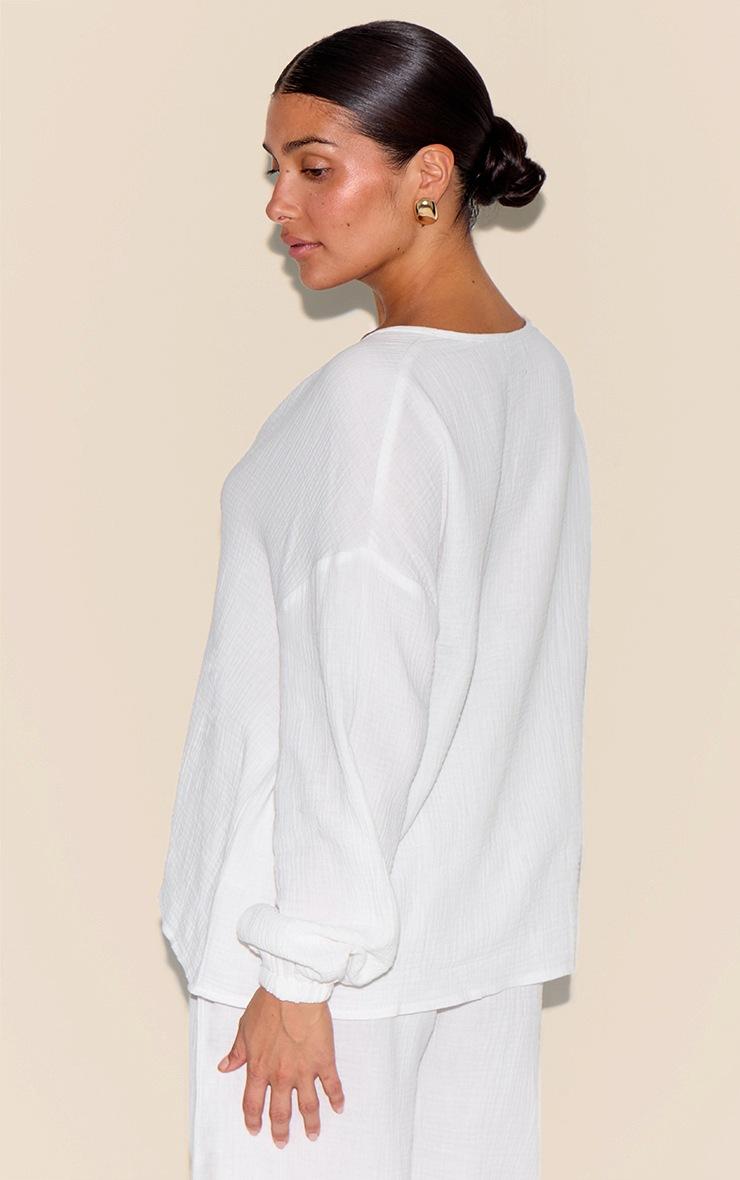 Pretty Little Thing Petite White Cheesecloth Textured Tie Front Shirt