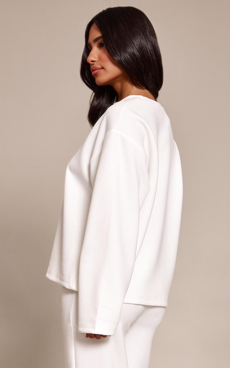 Pretty Little Thing Petite White Modal Oversized Long Sleeved T-shirt