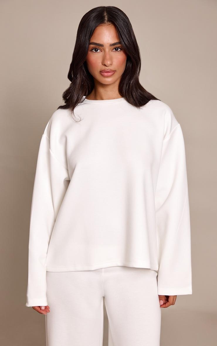 Pretty Little Thing Petite White Modal Oversized Long Sleeved T-shirt