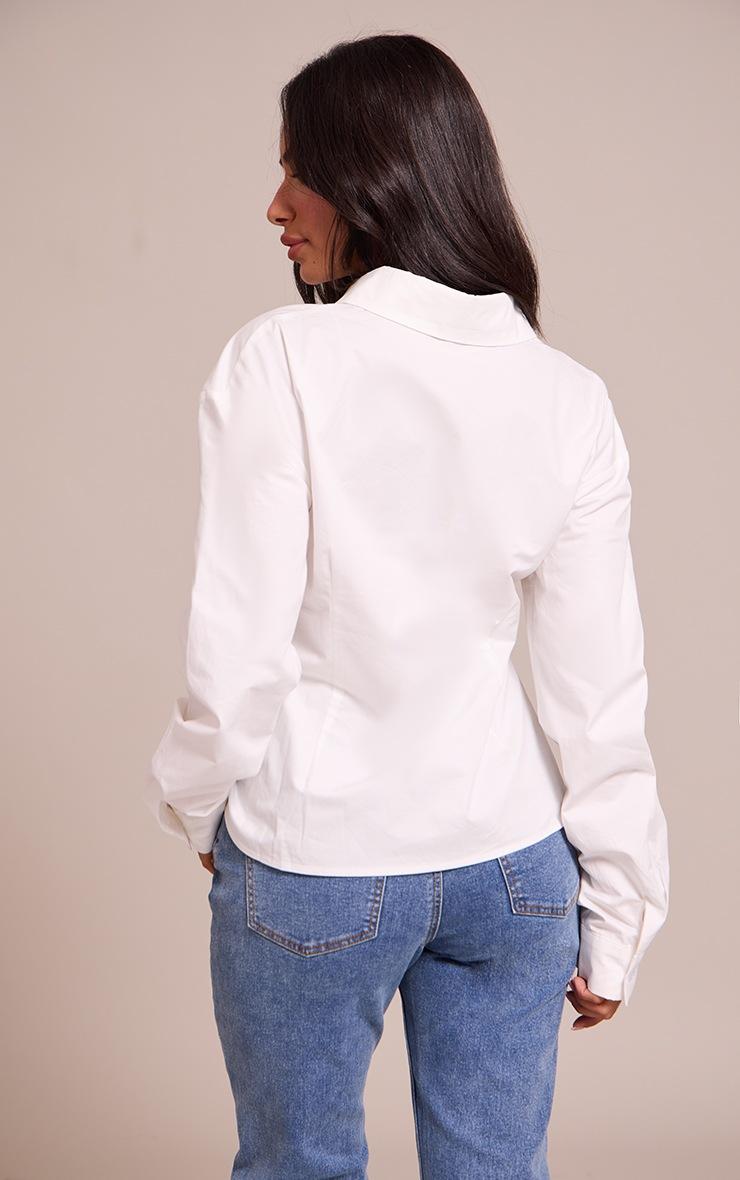 Pretty Little Thing Petite White Ruched Front Detail Shirt