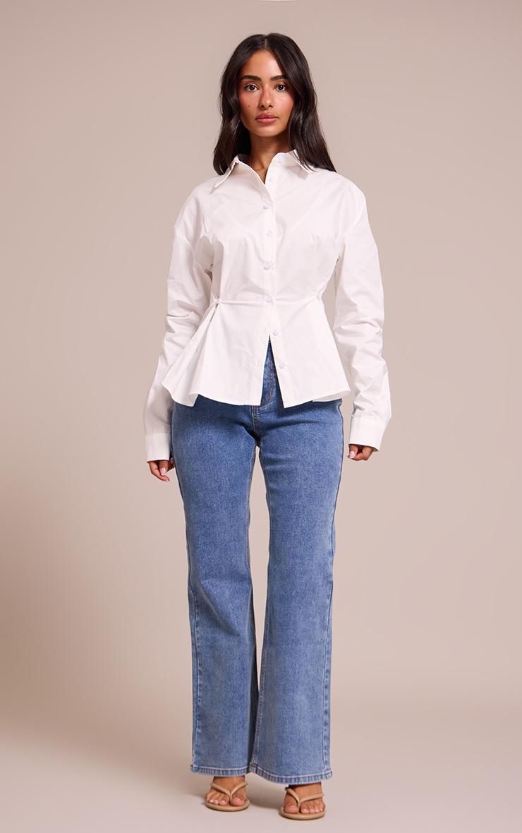 Pretty Little Thing Petite White Ruched Front Detail Shirt