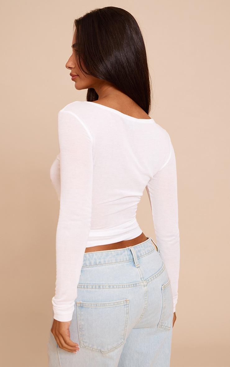 Pretty Little Thing Petite White Sheer Long Sleeve Top