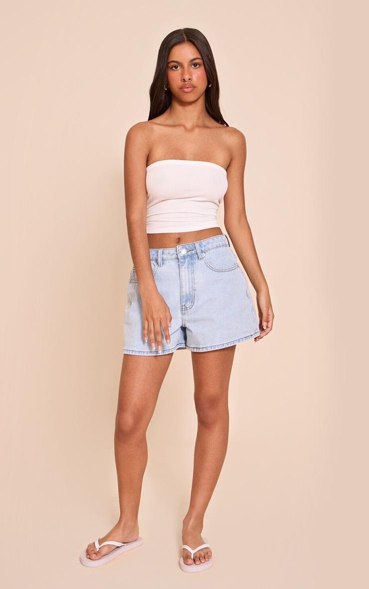 Pretty Little Thing Petite White Soft Rib Bandeau Top