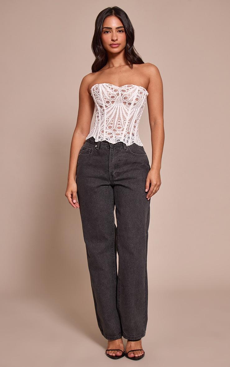 Pretty Little Thing Petite White Textured Sheer Floral Lace Corset