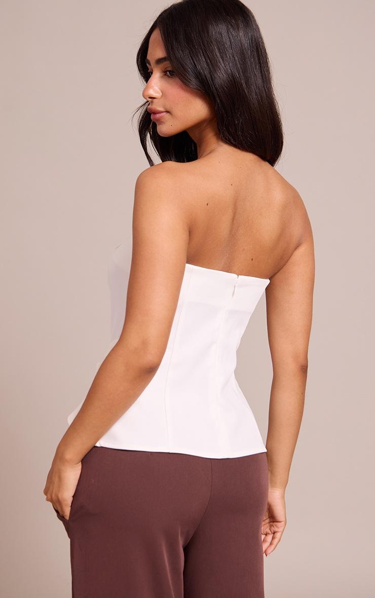 Pretty Little Thing Petite White Trim Detail Asymmetric Bandeau Top