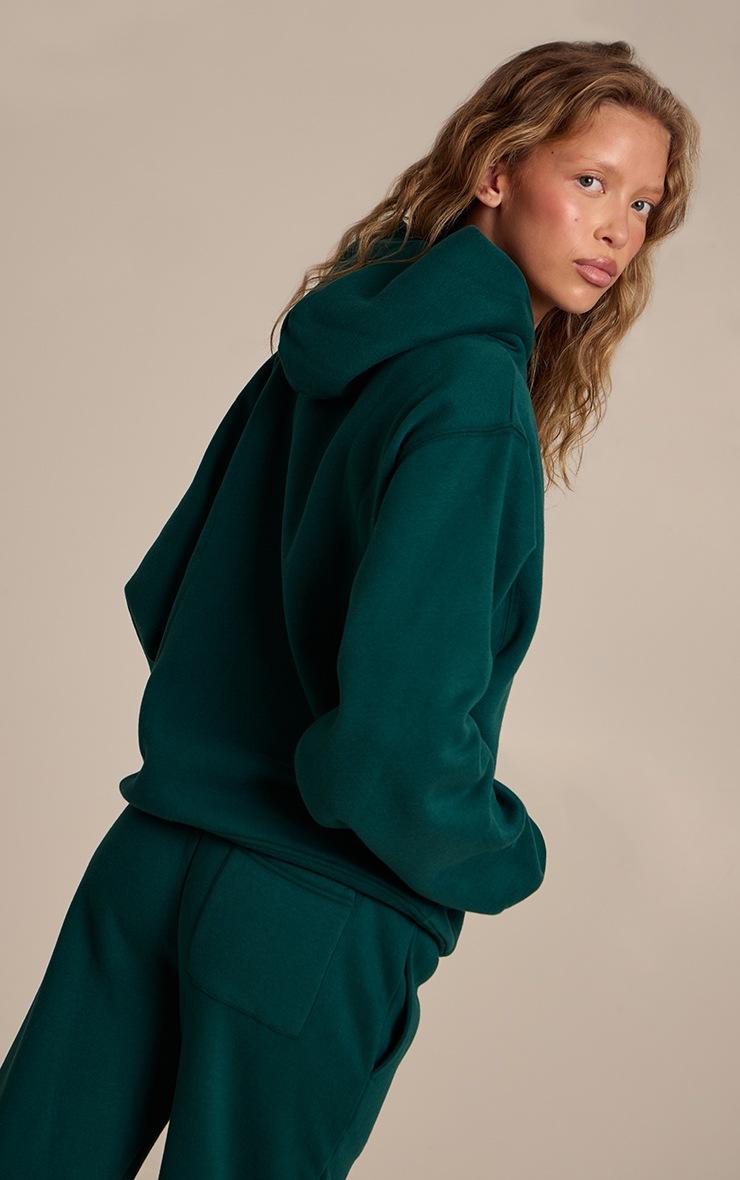 Pretty Little Thing Pine Green Cotton Fleece Pullover Hoodie
