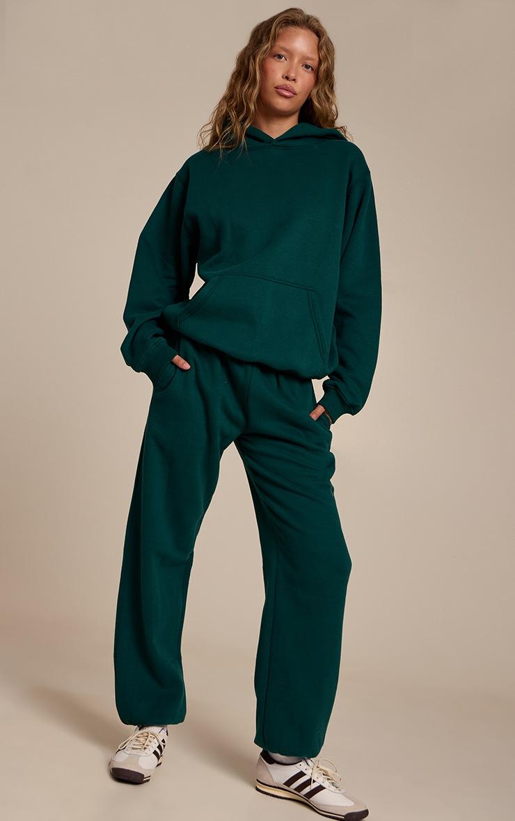 Pretty Little Thing Pine Green Cotton Fleece Pullover Hoodie