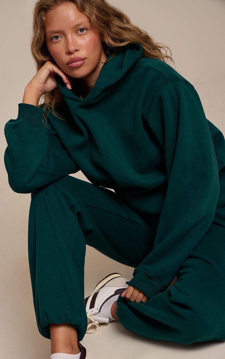 Pretty Little Thing Pine Green Cotton Fleece Pullover Hoodie