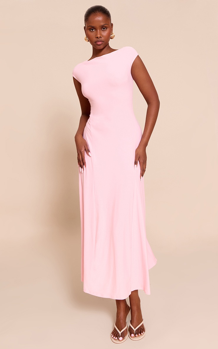 Pretty Little Thing Pink Asymmetric Panelled Floaty Maxi Dress
