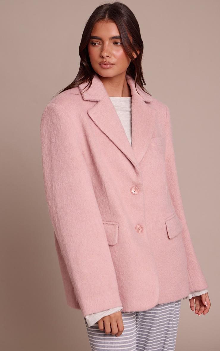 Pretty Little Thing Pink Brushed Wool Look Oversized Blazer