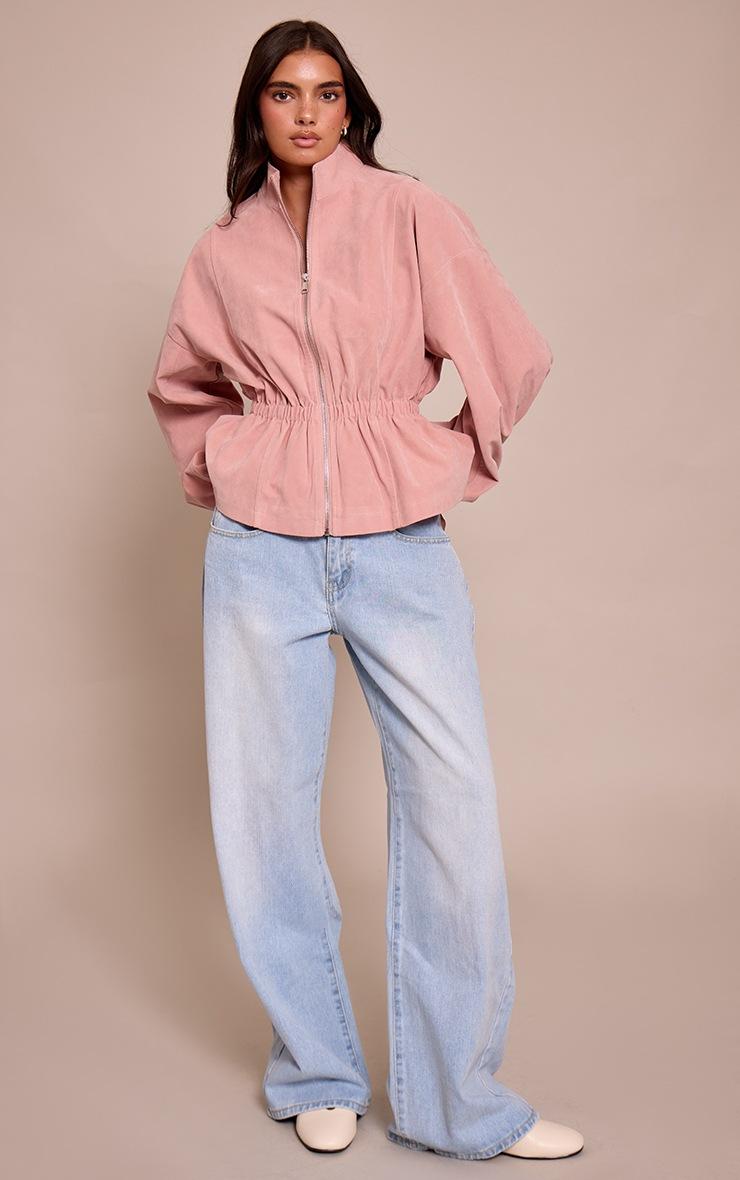 Pretty Little Thing Pink Cinched Waist Suede Jacket